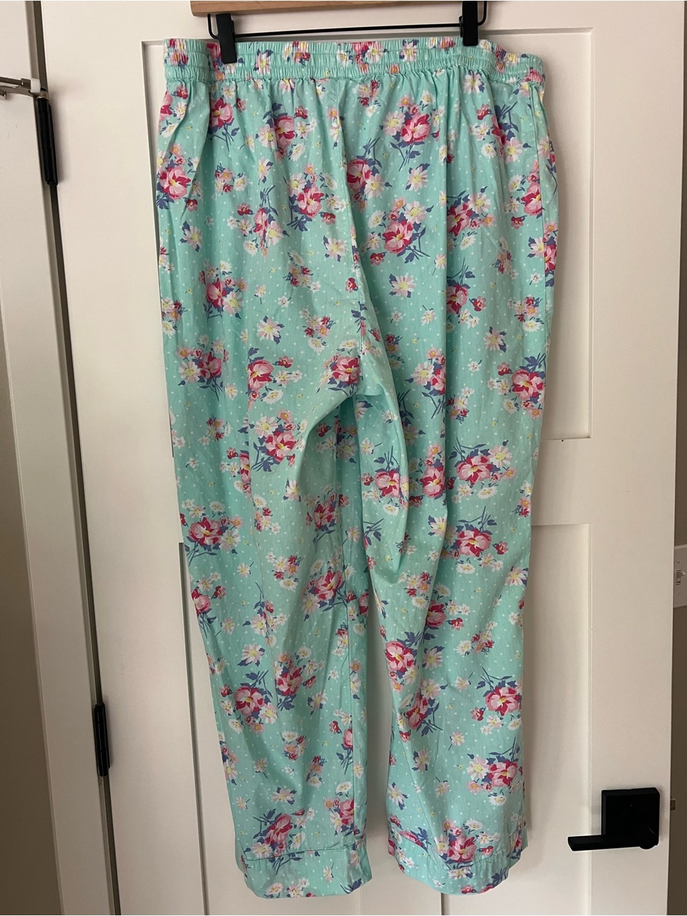 Dreams & Co. Aqua Floral 100% Cotton Pajama Lounge Pants Cottagecore L - Picture 4 of 12